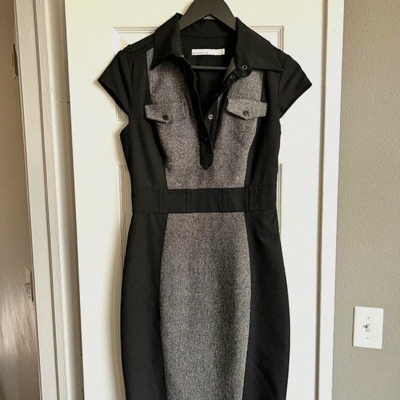 Karen Millen Women's Career Business Black Knee Length Wool Blend Dress - Size 6 - Picture 1 of 3
